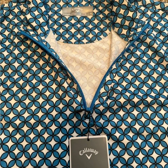 NWT Callaway Women’s Geometric Long Sleeve Top Sun Protection Golf Shirt Medium - Picture 7 of 7